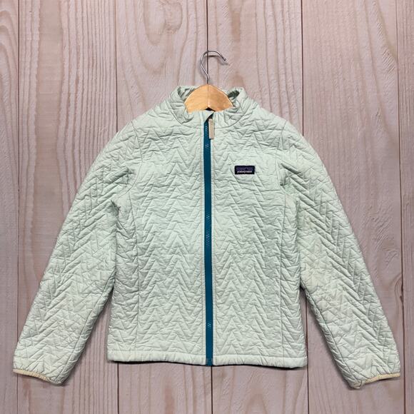 Patagonia Girls Size Medium 10 Full Zip Jacket Weight Quilted Mint - Picture 1 of 6